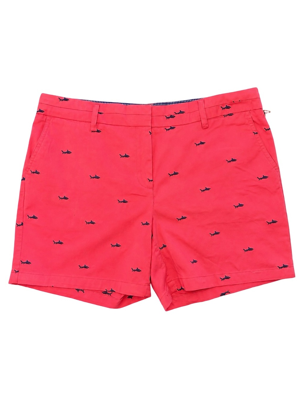 British Khaki coral shark embroidered chino shorts nautical preppy golf NWT 14